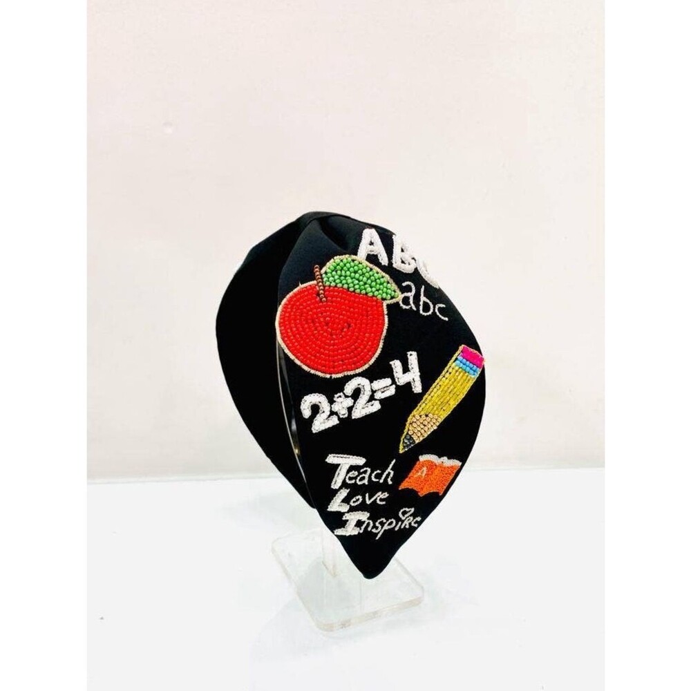 Teacher Beaded Headband Apple Pencil Teach Love Inspire NWT Gift One Size